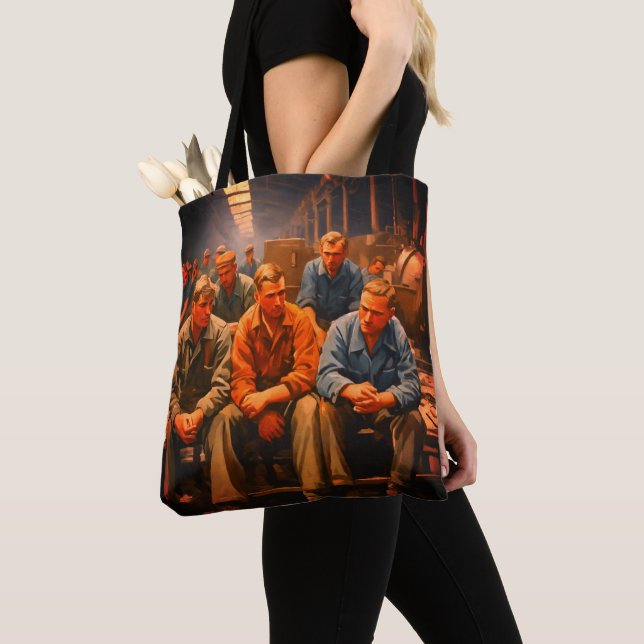 Tote Retrato de trabalhadores deprimidos em bolsa de fá (Close Up)