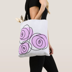 Tote Rosa Lilac Buquê por todo o bolsa rosa traseiro
