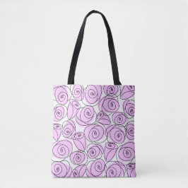 Tote Rosas Lilac por todo o bolsa striping