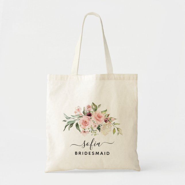 Tote Rosas Rosa Românticas Bolsa de Casamento Floral de (Frente)