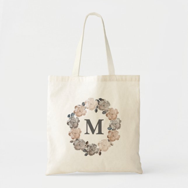 Tote Rosas Vintage Bolsa de canvas Monograma (Frente)