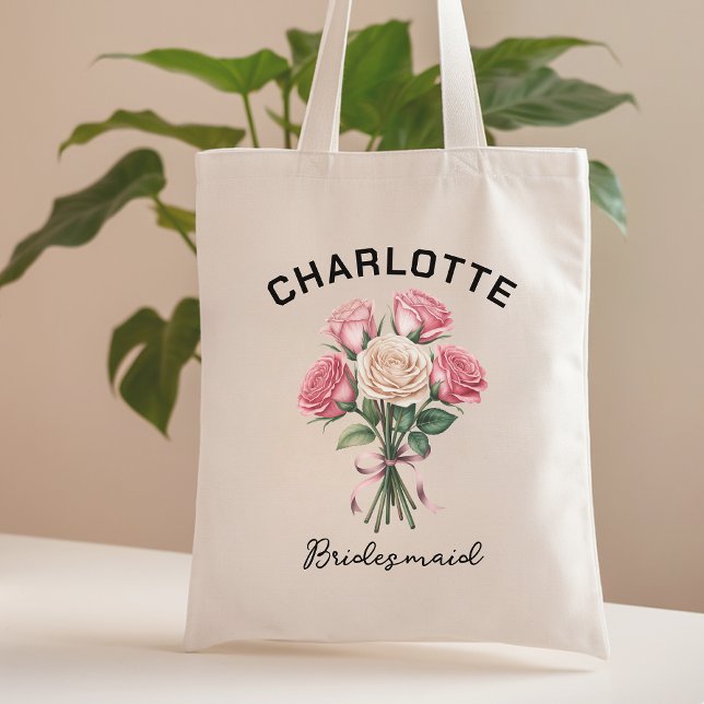 Tote Rosinhas Personalizadas Bolsa para Comitiva de Noi (personalized bridesmaid tote gift, roses bridal tote bag custom, floral bridesmaid proposal bag gift)