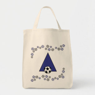 Tote Rotule A no bolsa azul do monograma do futebol