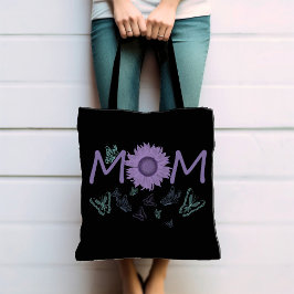Tote Roxo-girassol MOM | Borboletas de Aquarela Bolsa