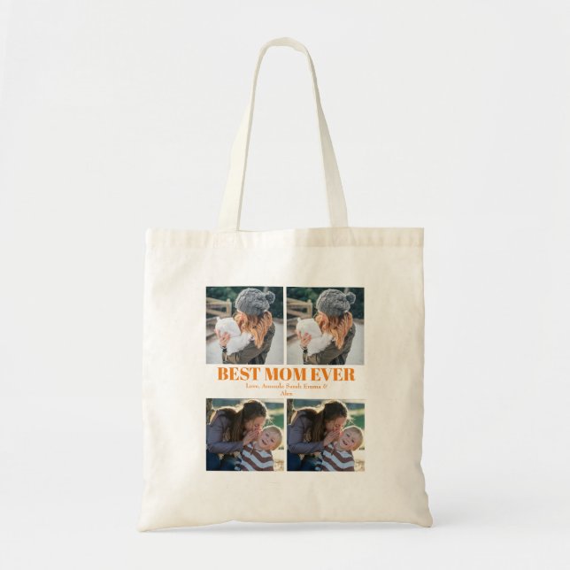 Tote Saca Bolsa Personalizada Derrote a Mamãe com 4 Fot (Frente)