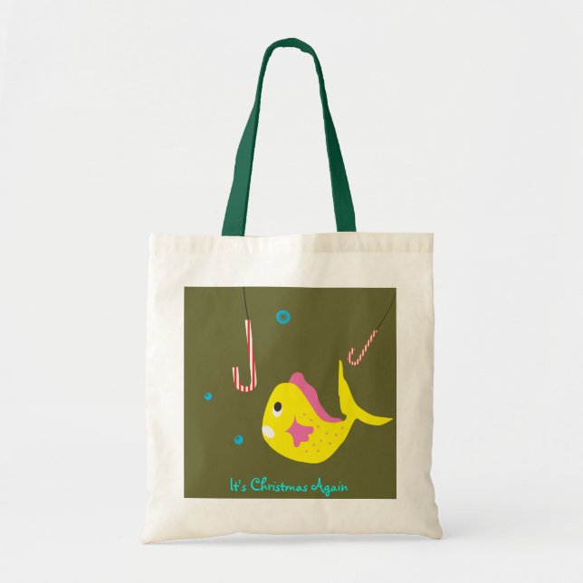 Tote Saco bonito do presente do bolsa do Natal - bastão (Frente)