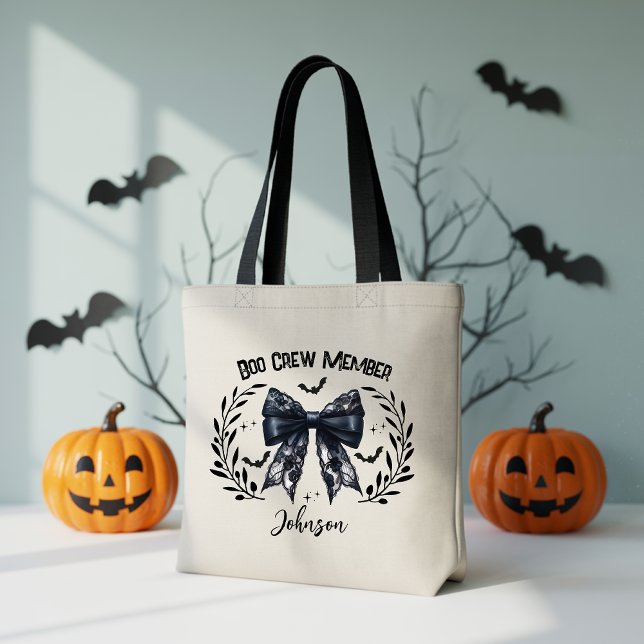 Tote Saco da Custom Boo Crew, Bolsa com Laço Coquette d (Halloween Tote Bag, Trick or Treat Bag, Pumpkin Spice Tote Bag, Fall Season Bag, Spooky Coquette bag)