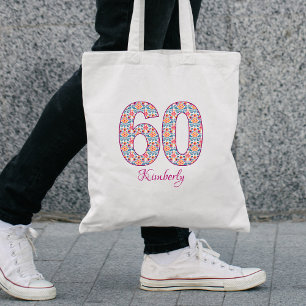 Tote Saco de 60 anos, moderno bolsa floral personalizad