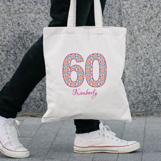 Tote Saco de 60 anos, moderno bolsa floral personalizad (Criador carregado)