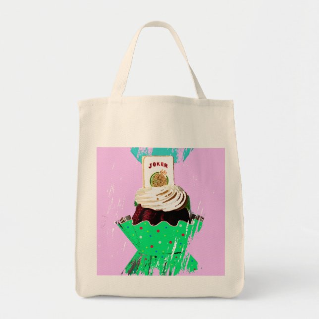Tote Saco de bolsa gráfico do cupcake do Mah Jongg (Frente)
