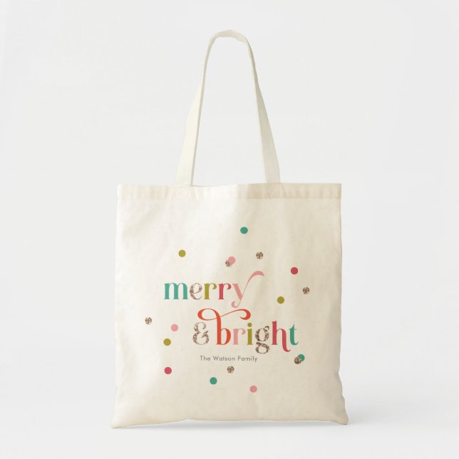 Tote Saco de presentes de Natal de Bolsa de Natal brilh (Frente)