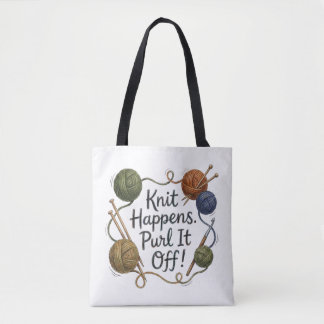 Tote Saco de Tricô Divertido e Bolsa de Projeto