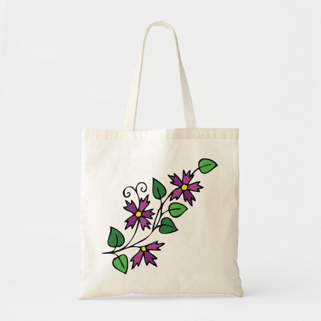 Tote Saco floral do bolsa roxo da flor (Frente)