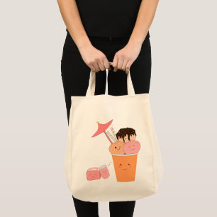 Tote Saco Kawaii de Copo de Sorvete   Bolsa de Compras