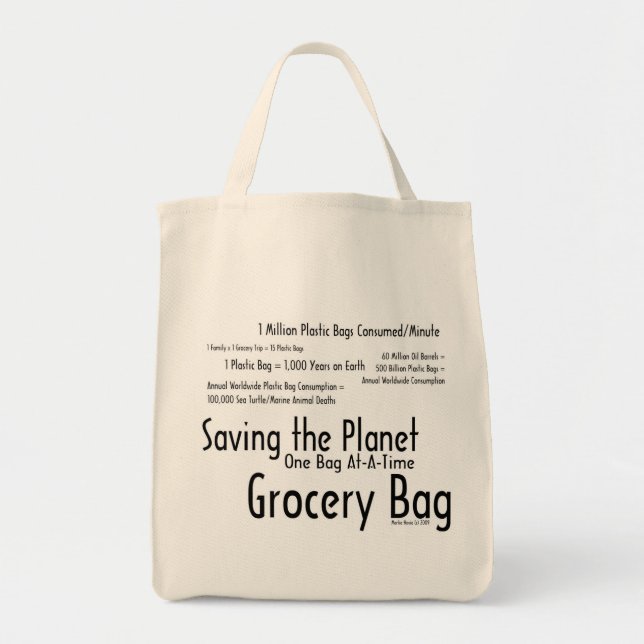 Tote Salvando o planeta Um Saco Por Vez Bolsa de compra (Frente)