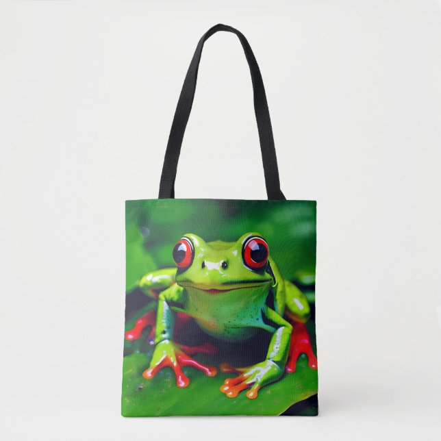 Tote Sapo Verde na Selva Tropical Bolsa (Frente)
