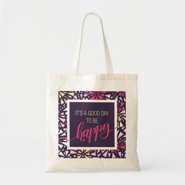 Tote Seja feliz Abstrato roxo Bolsa (Frente)