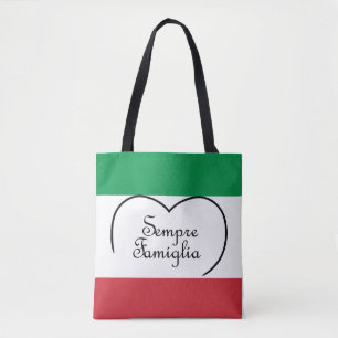 Tote Sempre Famiglia e a bandeira italiana são bolsa
