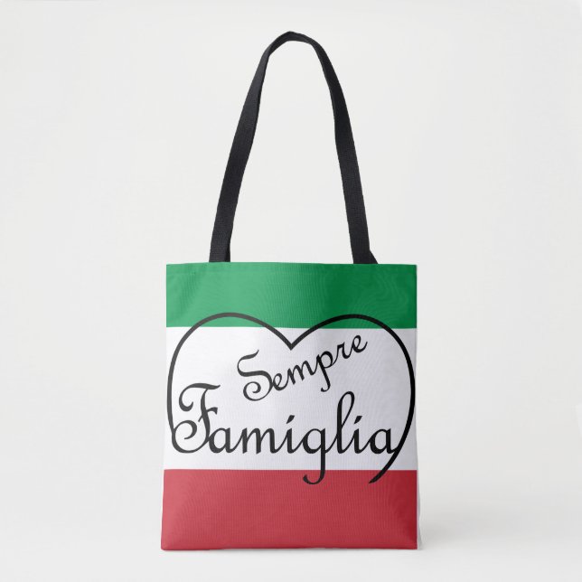 Tote Sempre Famiglia e a bandeira italiana são bolsa (Frente)