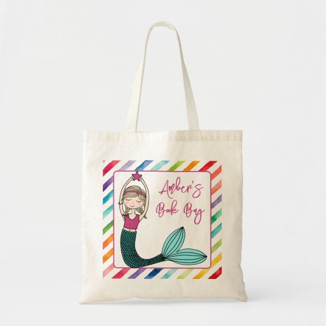 Tote Sereia, bolsa personalizada de livros escolares pa (Frente)