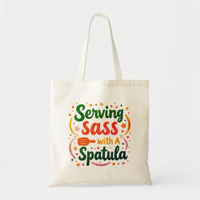 Tote Servindo Sassy com uma Bolsa de Espátula (Frente)