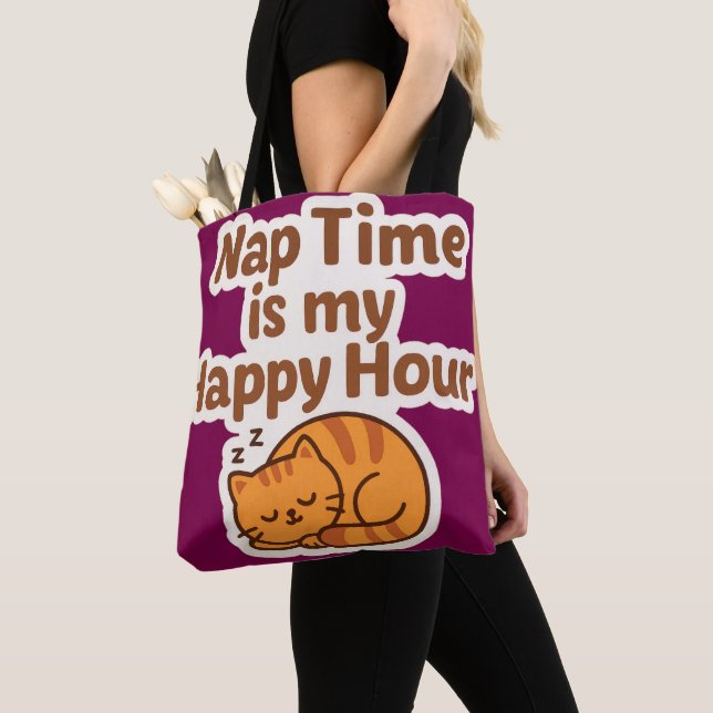 Tote Sesta da Hora Feliz – Bolsa Cozy Cat (Close Up)