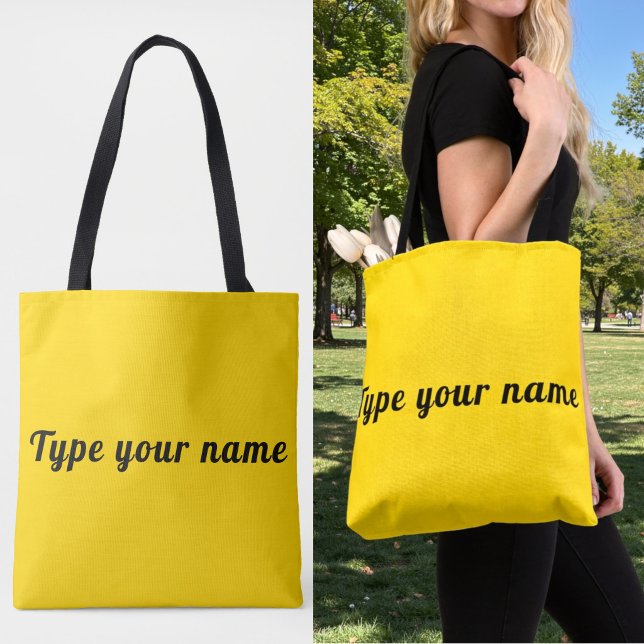 Tote Seu Nome na Bolsa Amarela (Yellow tote bag with your name)