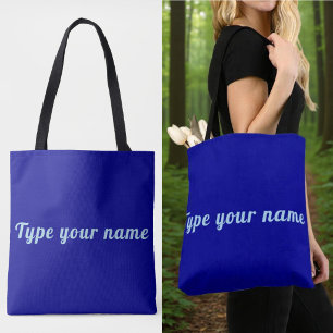 Tote Seu Nome na Bolsa Azul de Lona