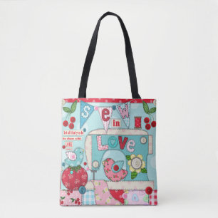 Tote "Sew no bolsa Sewing-Temático inspirado vintage d