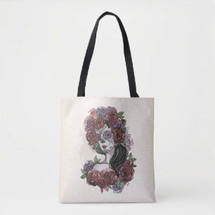 Tote Simples Dia de los Muertos desenhado à mão Bolsa