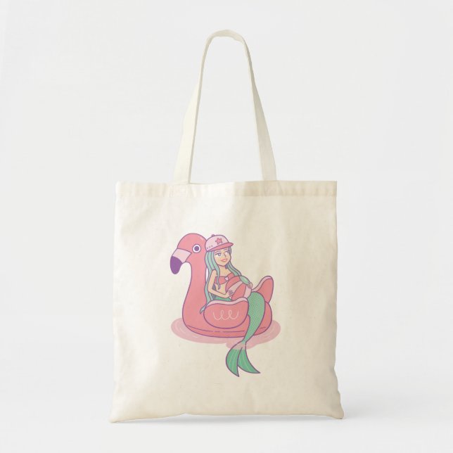 Tote Siren Cute em Flutuador de Flamingo para Bolsa (Frente)