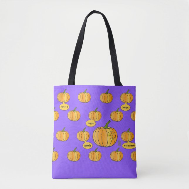 Tote Spooky Happy Halloween Pumpkin Patch Bolsa (Frente)
