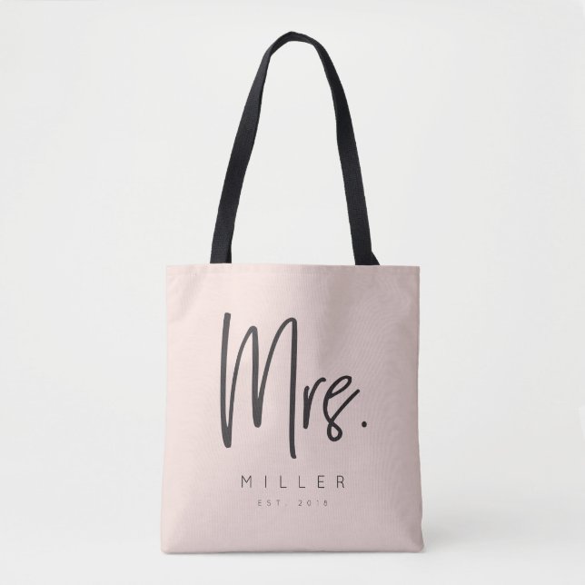 Tote Sra. personalizada o bolsa com data do nome e do (Frente)