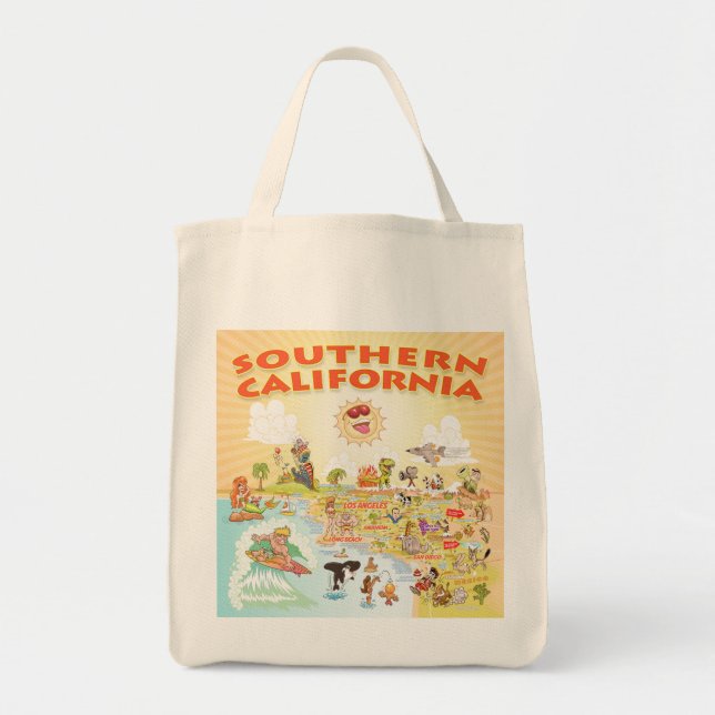 Tote Sunny Southern California Cartoon Bolsa (Frente)