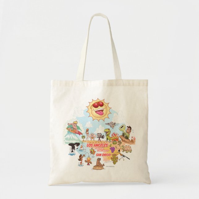 Tote Sunny Southern California Cartoon Bolsa (Frente)