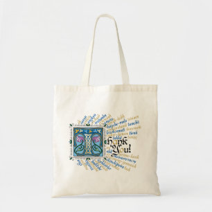 Tote T é para Obrigado Bolsa - Azul e Dourado