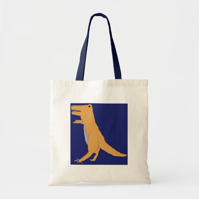 Tote T. Rex na bolsa azul (Frente)