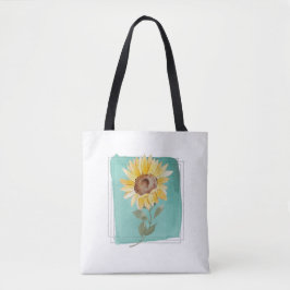 Tote Teal Watercolor Bolsa de girassol