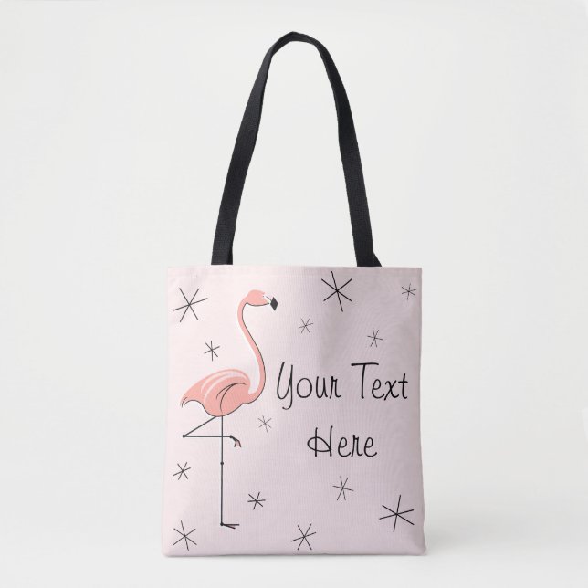 Tote Texto Rosa Flamingo por todo o bolsa (Frente)