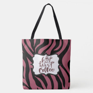 Tote Tigre Impressão Vermelho Maroon Bolsa de Café