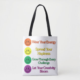 Tote Tipografia Pastel Inspiradora e Bolsa de Carregar
