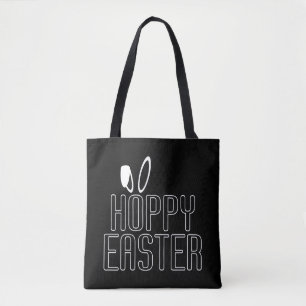 Tote Tipografia Simples de Páscoa Hoppy Pun Bolsa Tot