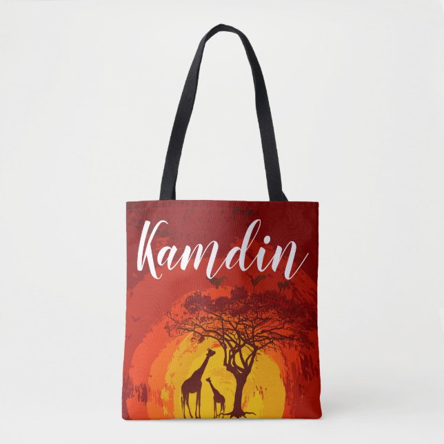 Tote Tote Bag African Safari Giraffe Sun (Frente)