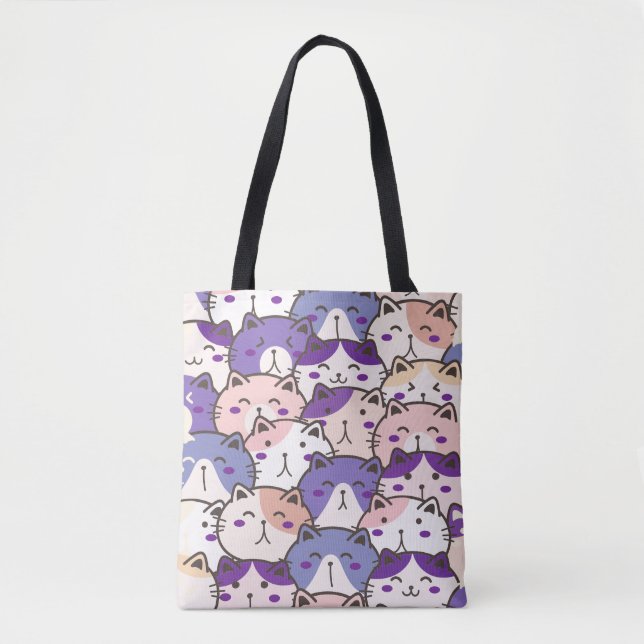 Tote Tote Bag de Gato de Cartoon Bonito (Frente)
