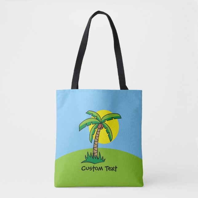 Tote Tote de Padrão de Cartoon da Árvore Palm (Frente)