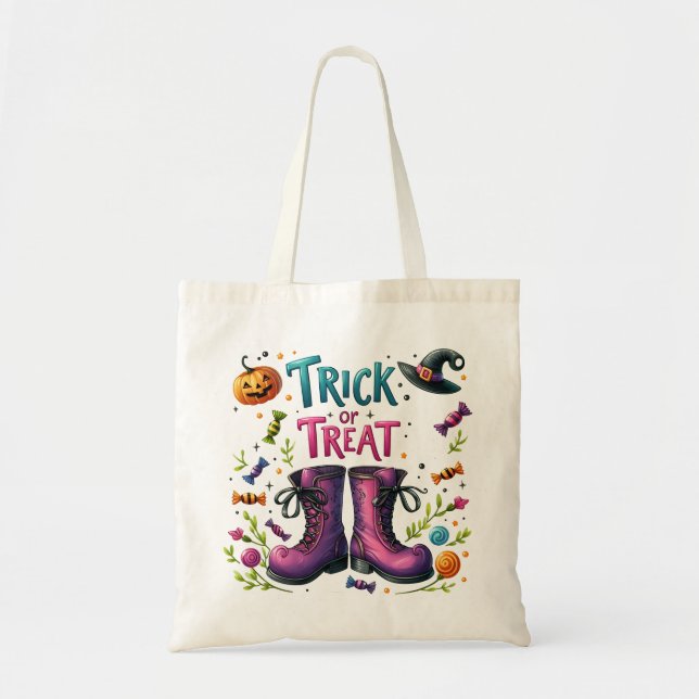 Tote Truque de Halloween ou bolsa de tratamento (Frente)
