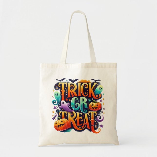 Tote Truque de Halloween ou bolsa de tratamento (Frente)