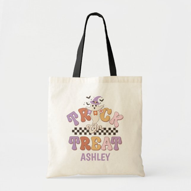 Tote Truque do Fantasma do Halloween ou bolsa de tratam (Frente)