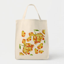 Tulipas de fiaria em uma Bolsa de mercearia