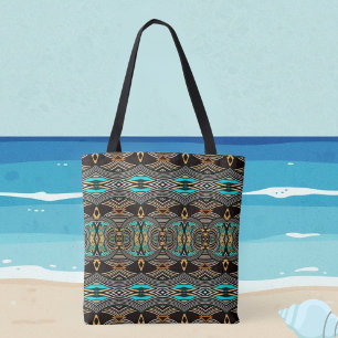 Tote Turquesa Abstrato Tribal Bolsa